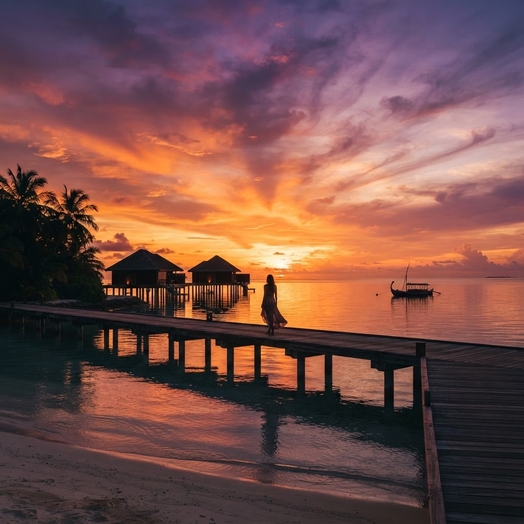 Tropical sunset over the ocean